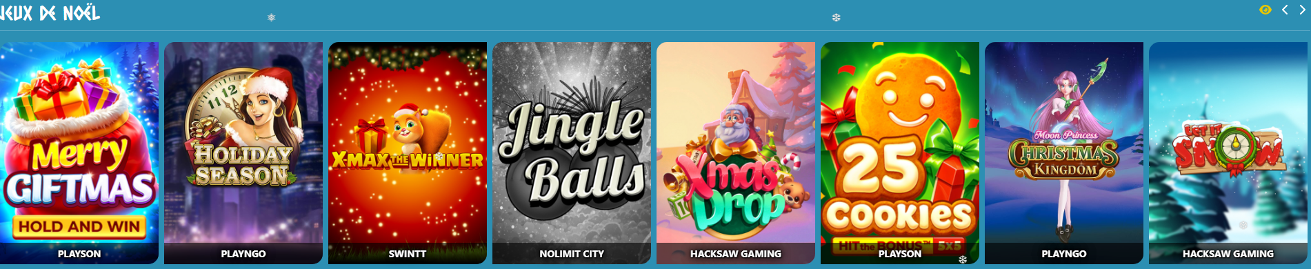 Sélection de jeux de Noël sur Amon Casino