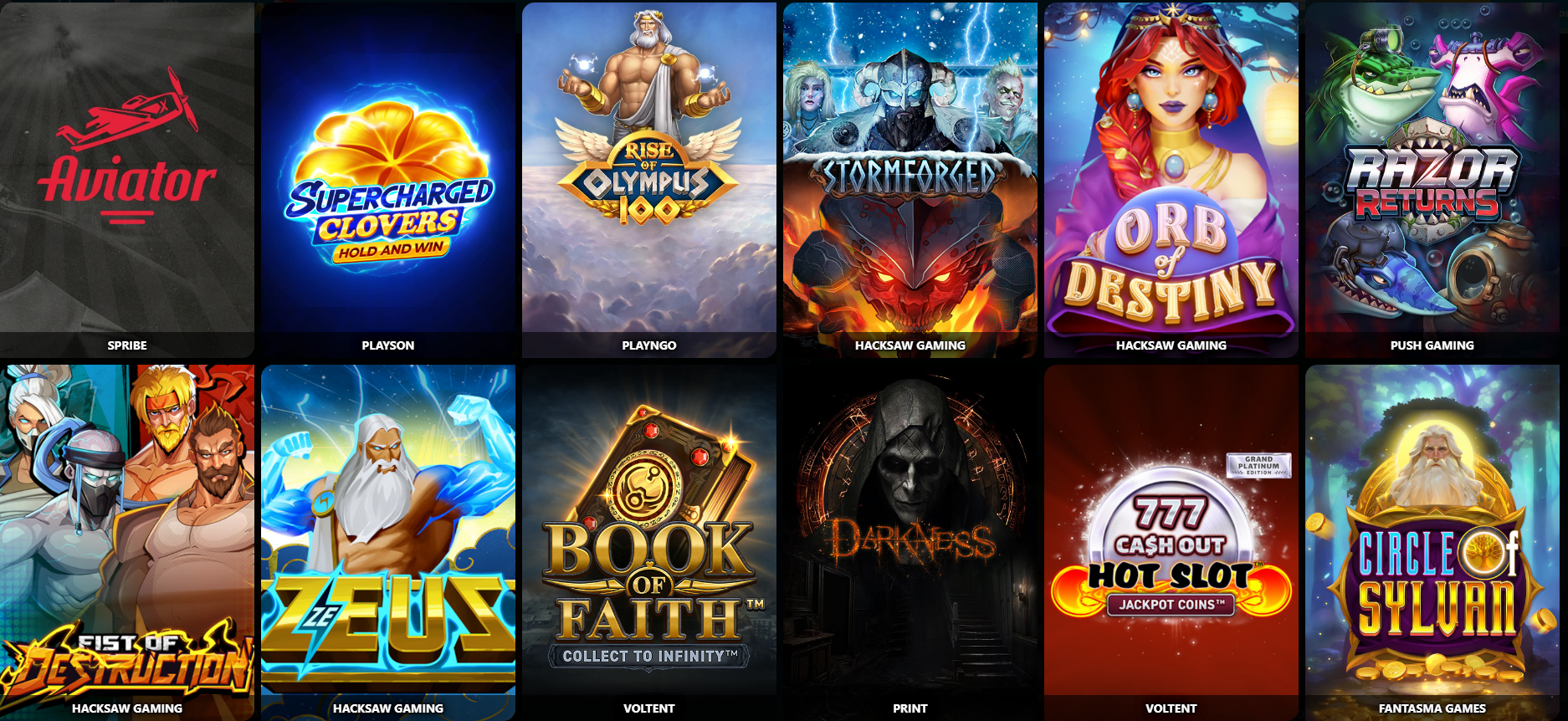 Large éventail de jeux au Amon casino