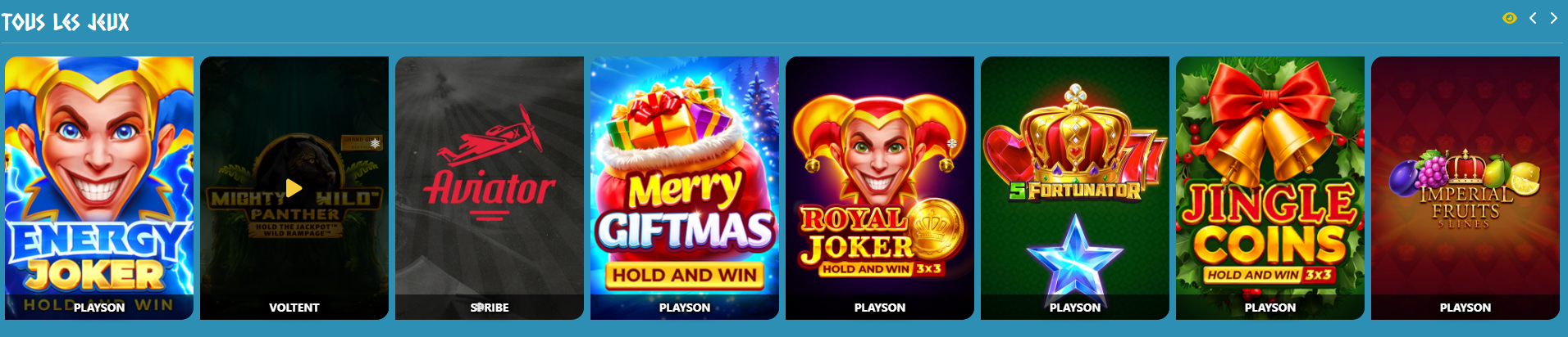 Catalogue complet de jeux sur Amon Casino