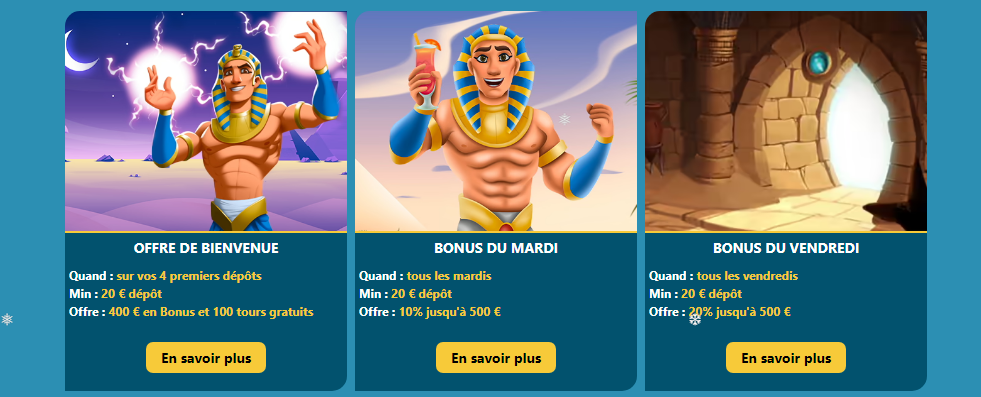 Offres de bonus proposées par Amon casino