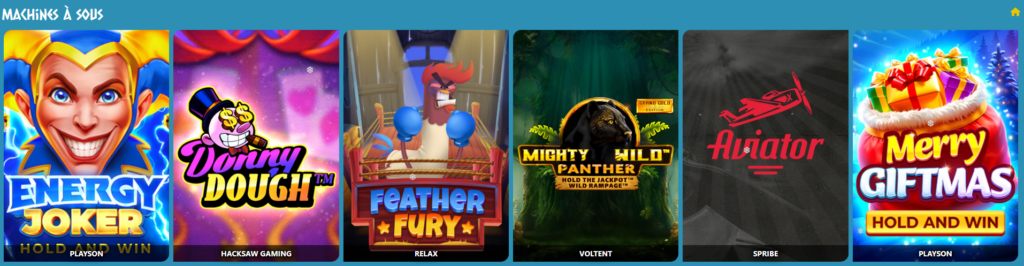 Différents types de machines à sous proposés sur Amon Casino